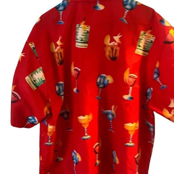 Pre Owned Men’s Basix Short Sleeve Button Up Shirt XXL Festive Comfort Party - Picture 10 of 11